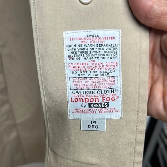 LONDON FOG MAINCOAT EDITION BEIGE ALL WEATHER TRENCH COAT 14 REG 44" LONG - Picture 3 of 12